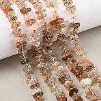 Natural Black Gold Rutilated Quartz Beads Strands, Chip, with Seed Beads, 6~15x7~10x2~6mm, Hole: 1mm, about 70~79pcs/strand, 15.75~16.42''(40~41.7cm)(G-F821-B04-01)