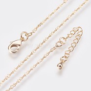 Long-Lasting Plated Brass Link Chain Necklaces, with Lobster Claw Clasp, Nickel Free, Real 18K Gold Plated, 18.3 inch (46.5cm), Link: 2.5~3x3mm(NJEW-K112-05G-NF)