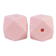 Octagon Food Grade Silicone Beads, Chewing Beads For Teethers, DIY Nursing Necklaces Making, Misty Rose, 17mm(PW-WG43860-58)