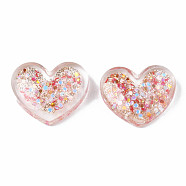 Transparent Resin Cabochons, with Paillette and Glitter Powder, Heart, Goldenrod, 17x21x6.5mm(CRES-N034-20A)