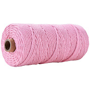 Cotton String Threads for Crafts Knitting Making, Pearl Pink, 3mm, about 109.36 Yards(100m)/Roll(KNIT-PW0001-01-06)