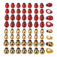Biyun 200Pcs 4 Style Wood with Sponge Stick Self-Adhesive Cabochons, Ladybug & Bees, Mixed Color, 12.5~15x6.5~12x4.5~6.5mm(WOOD-BY0001-03)