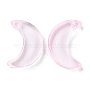 Transparent Baking Paint Glass Beads, Moon, Top Drilled, Pink, 15.5x13x3.5mm, Hole: 1.2mm(GLAA-D010-01G)