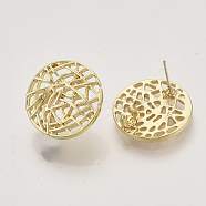 Alloy Stud Earring Findings, with Loop, Flat Round, Light Gold, 18.5x18mm, Hole: 2mm, Pin: 0.6mm(X-PALLOY-S121-251)