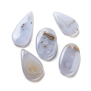 Natural Blue Lace Agate Pendants, Geometric Charms, Mixed Shapes, 30.5~38.5x17~20x5.5~7.5mm, Hole: 2~2.5mm(G-P512-01)