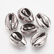 UV Plated Cowrie Shell Beads, No Hole/Undrilled, Gunmetal, 18~21x11~14x6~7mm(X-SHEL-S269-80A)