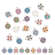 DICOSMETIC 18Pcs 9 Colors 304 Stainless Steel Charms, with Enamel, Flower, Mixed Color, 12.5x10x2mm, Hole: 1.5mm, 2pcs/color(STAS-DC0008-04)
