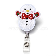 Christmas Snowman Felt & ABS Plastic Badge Reel, Retractable Badge Holder, with Iron Alligator Clip, Platinum, White, 10.3cm, Snowman: 62.5x52x24mm(AJEW-I053-12)