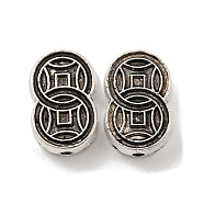 Tibetan style Alloy Beads, Cadmium Free & Lead Free, Flat Round, Antique Silver, 14x9x4mm, Hole: 1.4mm(FIND-M011-20AS)