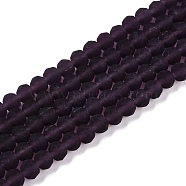 Transparent Glass Beads Strands, Faceted, Frosted, Rondelle, Purple, 4mm, Hole: 1mm, about 113~115pcs/strand, 41~41.5cm(EGLA-A044-T4mm-MD15)