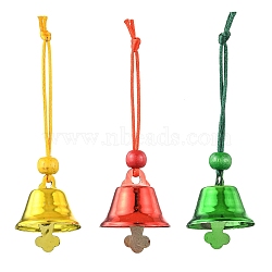 Iron Christmas Bell Pendant Decoration, Nylon Thread Christmas Tree Hanging Ornaments, Mixed Color, 86mm, 3pcs/set(HJEW-JM02162)