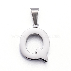 304 Stainless Steel Letter Pendants, Manual Polishing, Alphabet, Stainless Steel Color, Letter.Q, 18.5x11.5x3.5mm, Hole: 6.5x3.5mm(X-STAS-H127-Q-P)