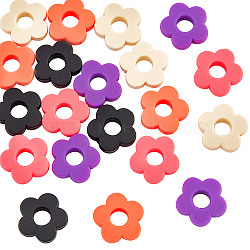 Nbeads 20Pcs 5 Colors Food Grade Eco-Friendly Silicone Beads, Chewing Beads For Teethers, DIY Nursing Necklaces Making, Flower, Mixed Color, 27x28x8mm, Hole: 2.2mm, 4pcs/color(SIL-NB0001-14B)