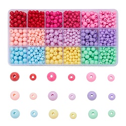 1035Pcs 18 Style Opaque Acrylic Beads, Round, Mixed Color, Beads: 1035pcs/box(X-MACR-FS0001-09)