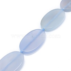 Natural Agate Beads Strands, Dyed, Oval, Sky Blue, 49.5x29.5~30x4.5~5mm, Hole: 2mm, about 8pcs/strand, 16.7 inch(42.5cm)(G-F655-18C)
