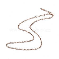 Ion Plating(IP) 304 Stainless Steel Rolo Chain Necklace for Men Women, Rose Gold, 15.67 inch(39.8cm)(NJEW-K245-022E)