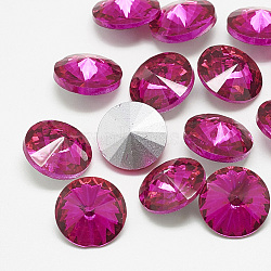 Pointed Back Glass Rhinestone Cabochons, Rivoli Rhinestone, Back Plated, Faceted, Cone, Rose, 14x7mm(RGLA-T086-14mm-09)