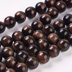 Natural Red Tiger Eye Beads Strands, Round, Dyed & Heated, 10mm, Hole: 1mm, about 19pcs/strand, 7.5 inch(G-C076-10mm-1D)