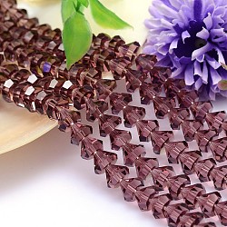 Faceted Cone Imitation Austrian Crystal Bead Strands, Grade AAA, Old Rose, 6x4mm, Hole: 0.7~0.9mm, about 100pcs/strand, 15.7 inch(G-M187-6mm-11A)