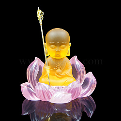 Resin Buddha with Lotus Figurines, for Home Car Desktop Decoratio, Gold, 115x83x100mm(WG98215-01)