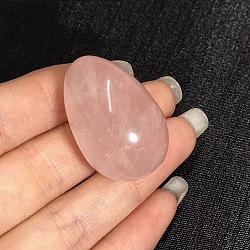 Natural Rose Quartz Egg Shaped Palm Stone, Easter Egg Crystal Healing Reiki Stone, Massage Tools, 30x20mm(PW23051695140)