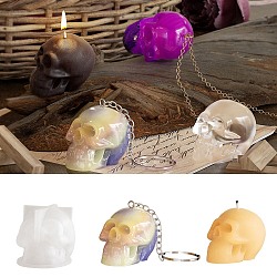 Halloween Theme Candle Silicone Molds, For Party Role Playing Decoration Silicone, Skull, White, 23x34.5x23mm(DIY-U005-12)