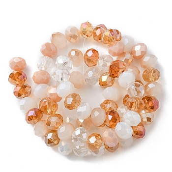 Electroplate Glass Beads Strands, AB Color Plated, Faceted, Rondelle, Light Salmon, 7.5~8x6mm, Hole: 1.5mm, about 69~72pcs/strand, 16.54 inch~17.24 inch(42cm~43.8cm)
