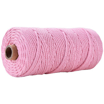 Cotton String Threads for Crafts Knitting Making, Pearl Pink, 3mm, about 109.36 Yards(100m)/Roll