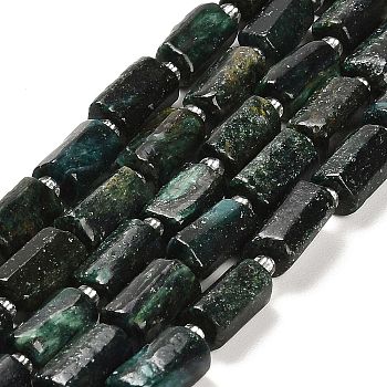 Natural Fuchsite Beads Strands, with Seed Beads, Faceted Column, 9~11x6~7.5x6~7.5mm, Hole: 1.2mm, about 30pcs/strand, 15.16~15.55 inch(38.5~39.5cm)