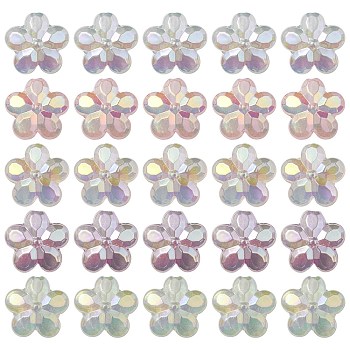 UV Plating Luminous Transparent Acrylic Beads, Glow in The Dark, Flower, Mixed Color, 26x27.5x12.5mm, Hole: 4.5mm