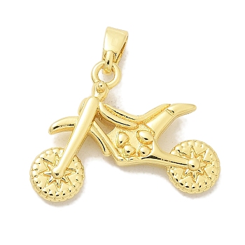 Rack Plating Brass Pendants, Long-Lasting Plated, Lead Free & Cadmium Free, Motorbike Charms, Real 18K Gold Plated, 16.5x21.5x4.5mm, Hole: 5x2.5mm