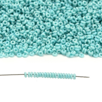 TOHO 11/0 Demi Round Beads, Japanese Seed Beads, (413F) Turquoise Opaque Rainbow Matte, 11/0, 2.2x0.9mm, Hole: 0.8mm, about 1733pcs/10g