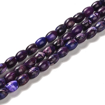 Synthetic Regalite/Imperial Jasper/Sea Sediment Jasper Beads Strands, Dyed, Rice, Indigo, 6x4~4.5mm, Hole: 0.9mm, about 67pcs/strand, 15.94 inch(40.5cm)
