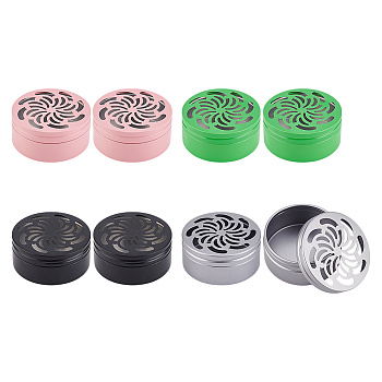 8Pcs 4 Colors Aluminium Shallow Round Candle Tins, with Hollow Lids, Empty Tin Storage Containers, Mixed Color, 75~75.5x34.5~35.5mm, Inner Diameter: 67.5mm, 2pcs/color