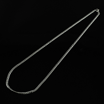 304 Stainless Steel Curb Chain Necklaces, with Lobster Clasps, Stainless Steel Color, 20.4 inch(51.8cm)