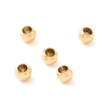 Ion Plating(IP) 202 Stainless Steel Beads, Half Drilled, Round, Golden, 4x3.5mm, Half Hole: 2mm