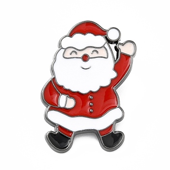 Santa Claus Enamel Pin, Christmas Alloy Badge for Backpack Clothes, Gunmetal, Red, 30x22x1.5mm