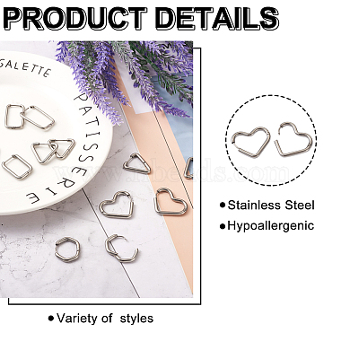 Pet 12Pcs 6 Style 303 Stainless Steel Hoop Earrings for Women(EJEW-MP0001-01)-4