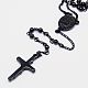 Men's Rosary Bead Necklace with Crucifix Cross(NJEW-I011-4mm-04)-2