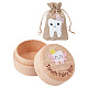 1Pc Round Wooden Baby Tooth Keepsake Organizer Storage Box(CON-GO0001-01)-1