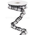 Cloth Plaid Ribbon, Pleated Gift Wrapping Ribbons, for Hair Crafts Bow Bouquet Presents Packing, Black, 1 inch(25mm), about 10.00 Yards(9.14m)/Roll(OCOR-WH20071-001G)