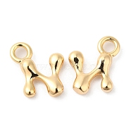 Brass Charms, Real 18K Gold Plated, Letter N, 11x10x2.5mm, hole: 2.5mm(KK-P234-13G-N)
