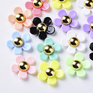 Opaque Acrylic Beads, Flower, Mixed Color, 27.5x28x9.5mm, Hole: 1.2mm(SACR-N007-C-01)