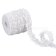 10 Yards Nylon Yarn Braid Ribbon, Garment Accessories, Flower, White, 7/8 inch(22.5mm)(OCOR-NB0002-51)