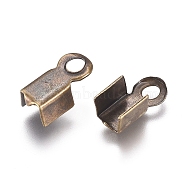 Iron Folding Crimp Ends, Fold Over Crimp Cord Ends, Antique Bronze, 9x4x3.5mm, Hole: 1.8mm, Inner Wide: 3mm, about 200pcs/Bag(IFIN-CJC0001-01B-AB)