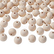 Natural Unfinished Wood Beads, Round Wooden Loose Beads Spacer Beads for Craft Making, Lead Free, Moccasin, 12x10.5mm, Hole: 2.5~4.5mm(WOOD-S651-12mm-LF)