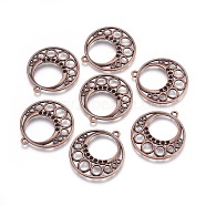 Alloy Pendants, Lead Free and Cadmium Free, Flat Round, Red Copper Color, 28.5x1.5mm, Hole: 1.5mm(EA11846Y-R)