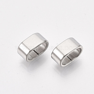 304 Stainless Steel Slide Charms, Rectangle, Stainless Steel Color, 5x10x6mm, Hole: 8x4mm(X-STAS-T045-46P)
