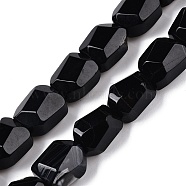 Natural Black Agate(Dyed & Heated) Beads Strands, Faceted, Nuggets, 16~17x12~13.5x10.5~13mm, Hole: 1.2mm, about 13pcs/strand, 8.46~8.66 inch(21.5~22cm)(G-N342-148C)