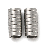 201 Stainless Steel Tube Beads, Grooved Column, Stainless Steel Color, 10x4.5mm, Hole: 3.6mm.(STAS-Z049-06P)